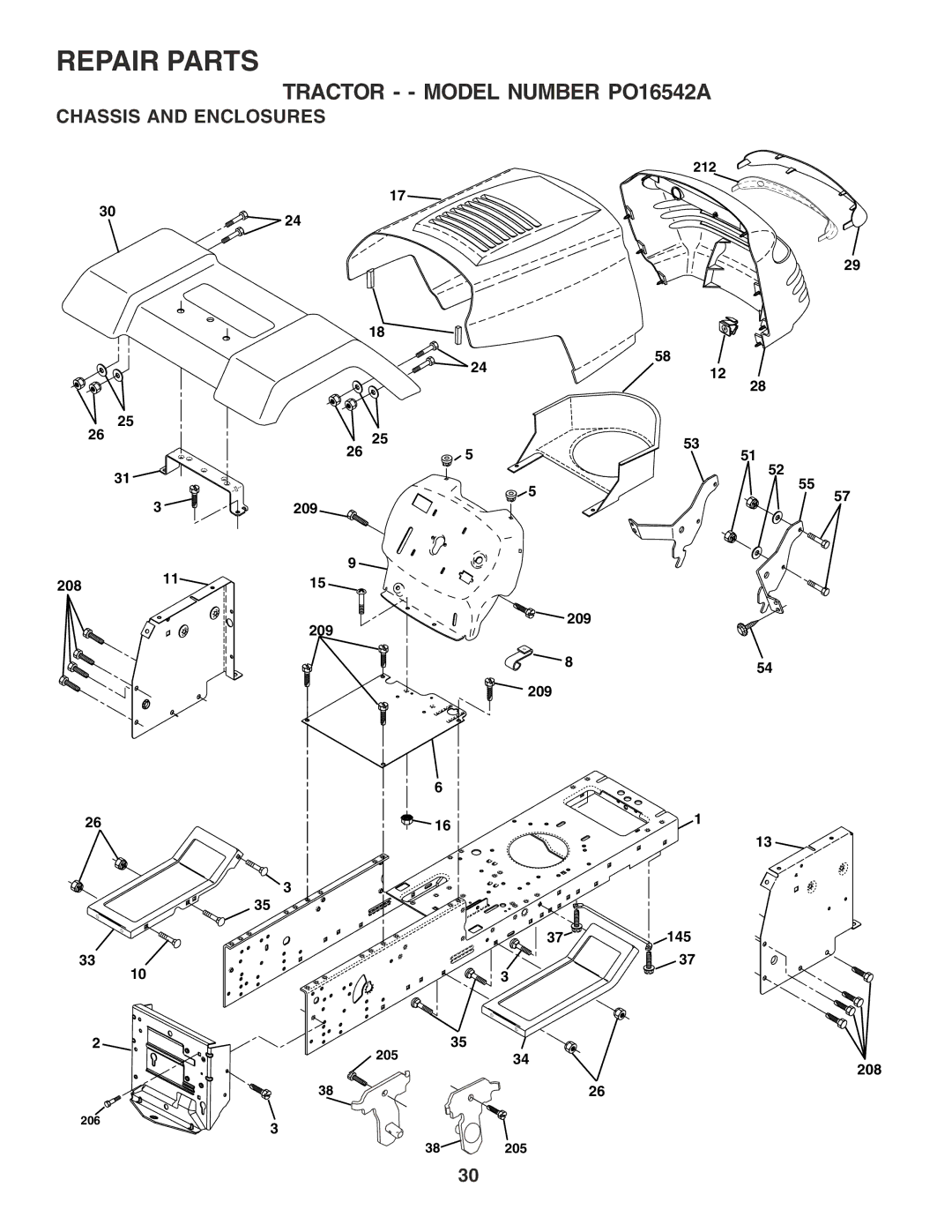 Poulan PO16542A manual Chassis and Enclosures 