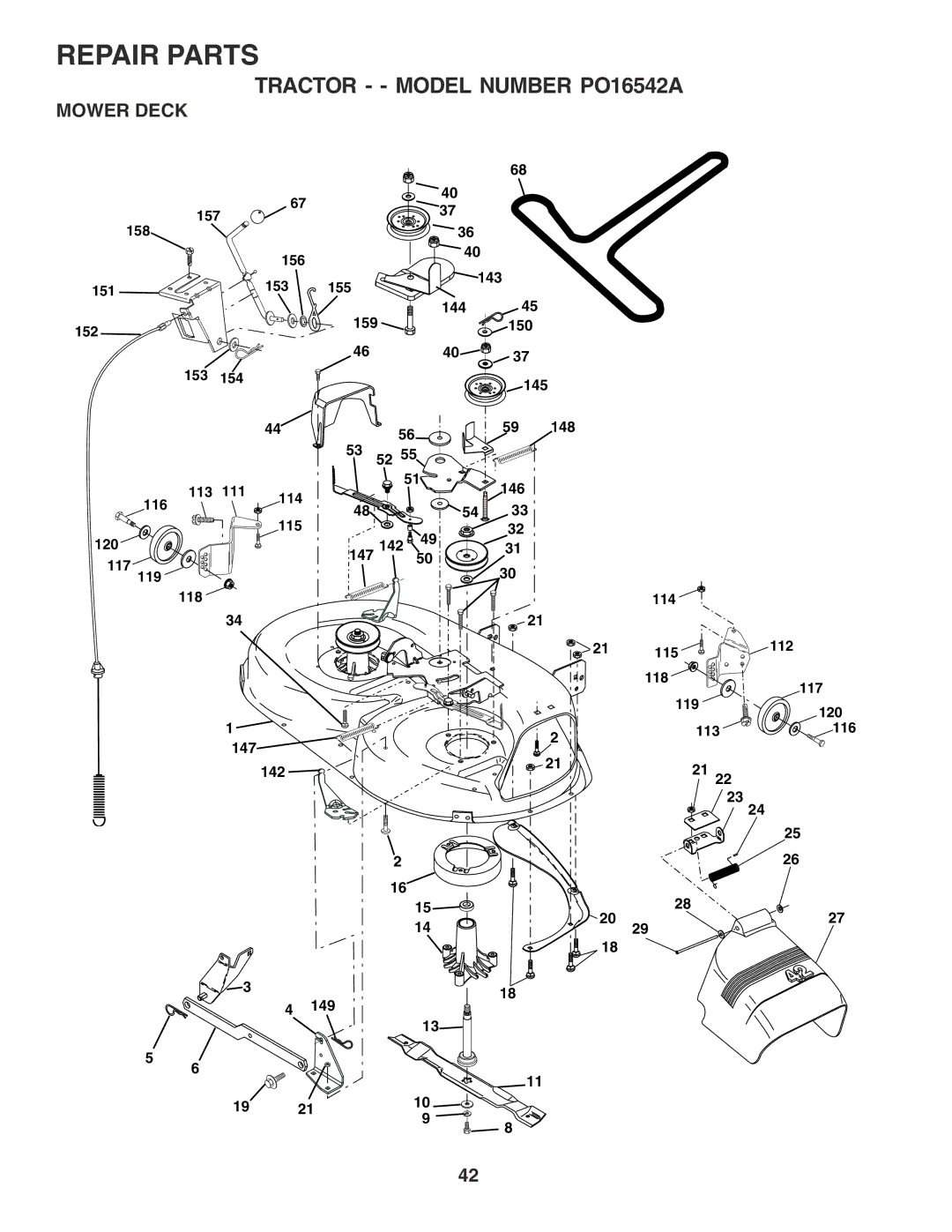 Poulan PO16542A manual Mower Deck 