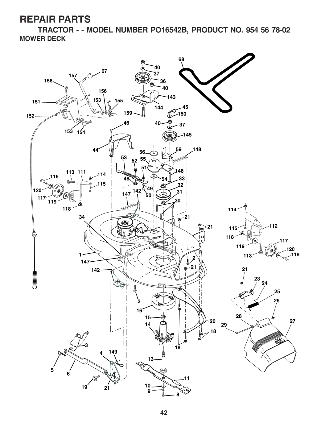 Poulan PO16542B manual Mower Deck 