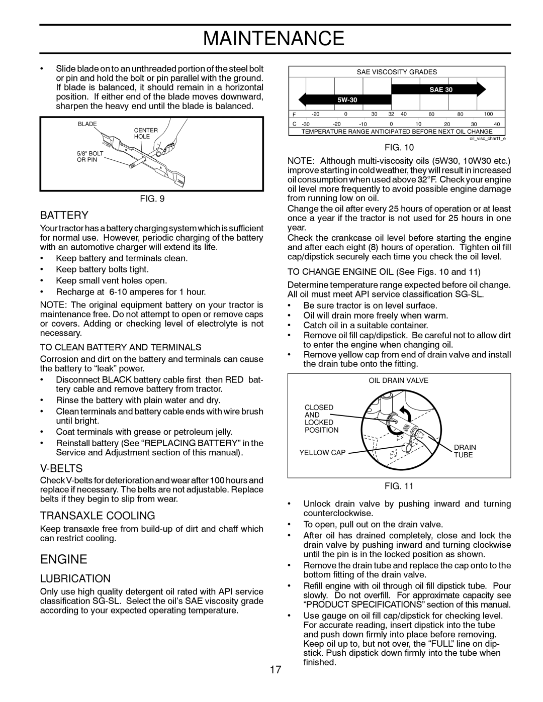 Poulan PO16542LT manual Engine, Battery, Belts, Transaxle Cooling, Lubrication 