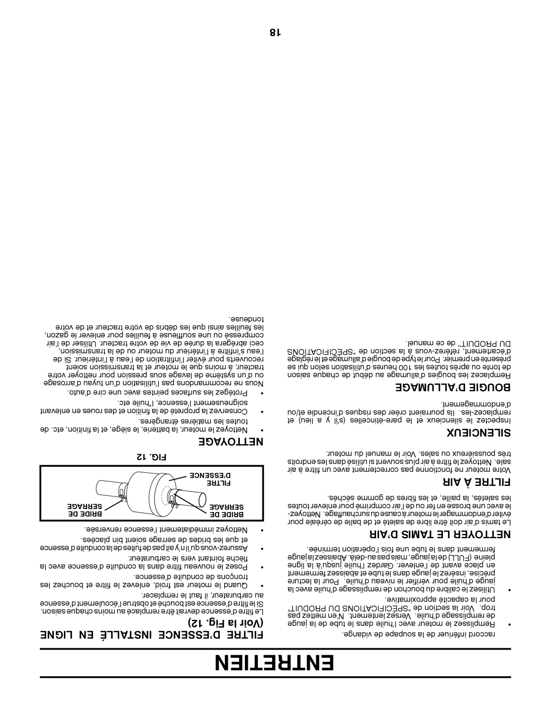 Poulan PO16542LT manual Entretien 