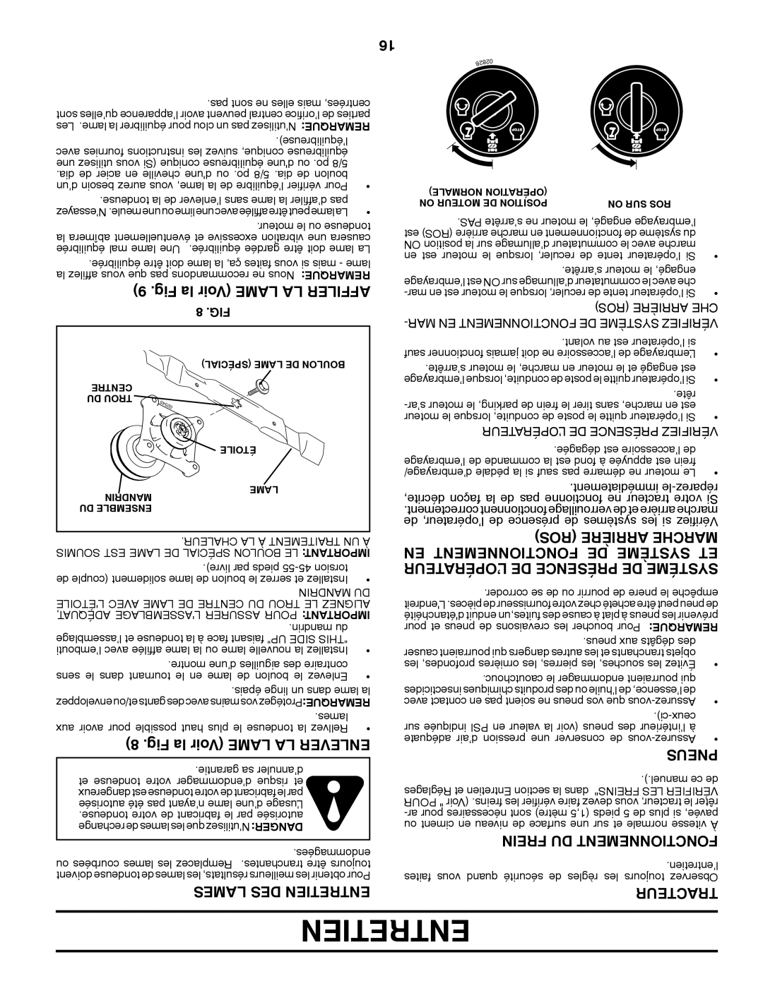 Poulan PO16542LT manual Fig la Voir Lame LA Affiler, Fig la Voir Lame LA Enlever, EN Fonctionnement DE Système ET 