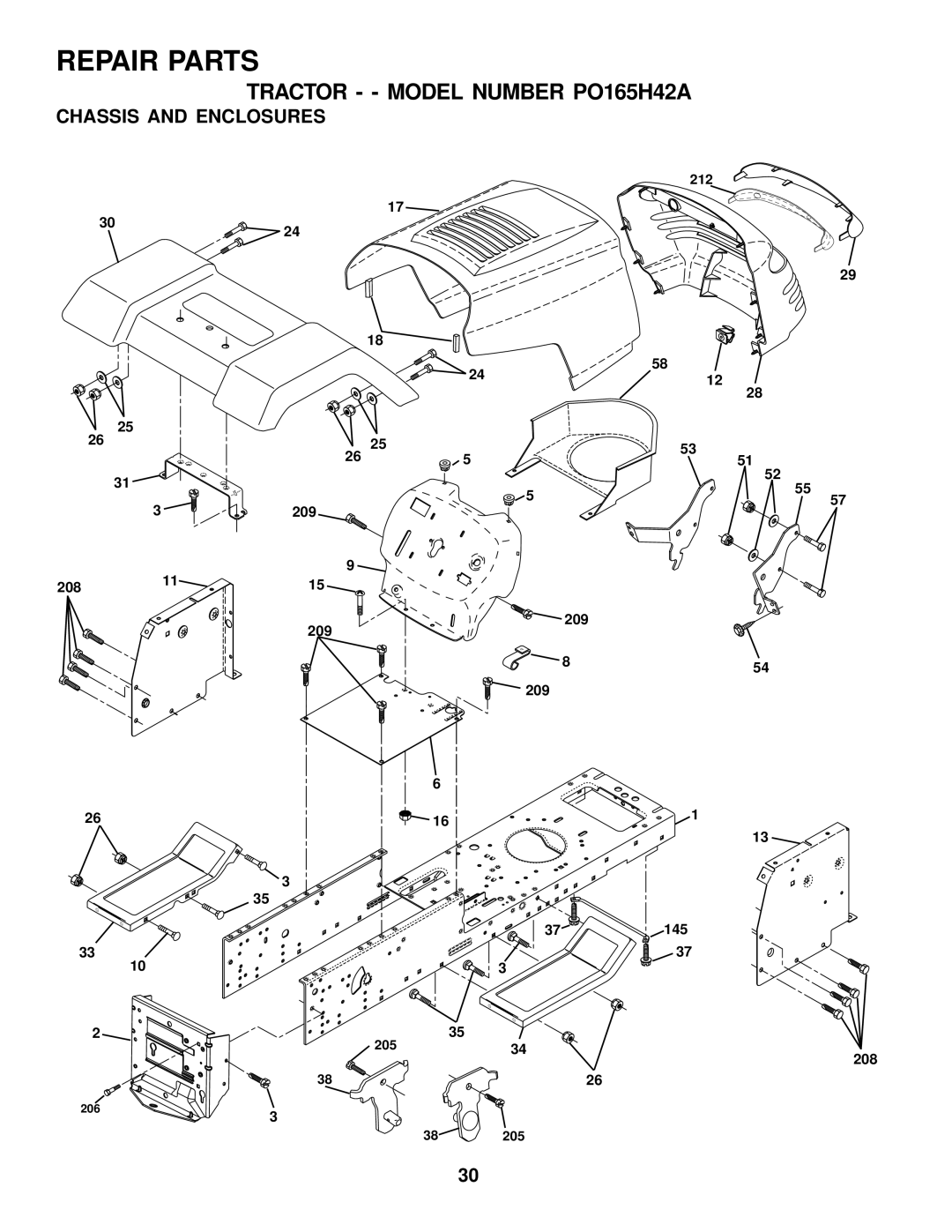 Poulan PO165H42A owner manual Chassis and Enclosures 