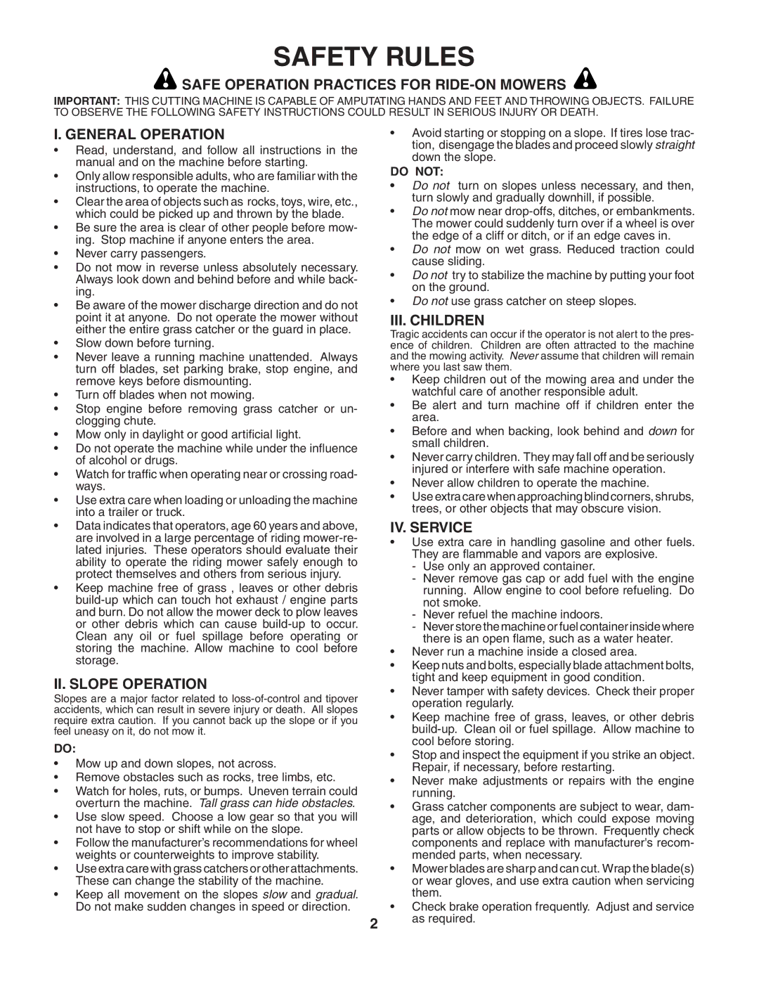 Poulan PO1742STA manual Safety Rules 