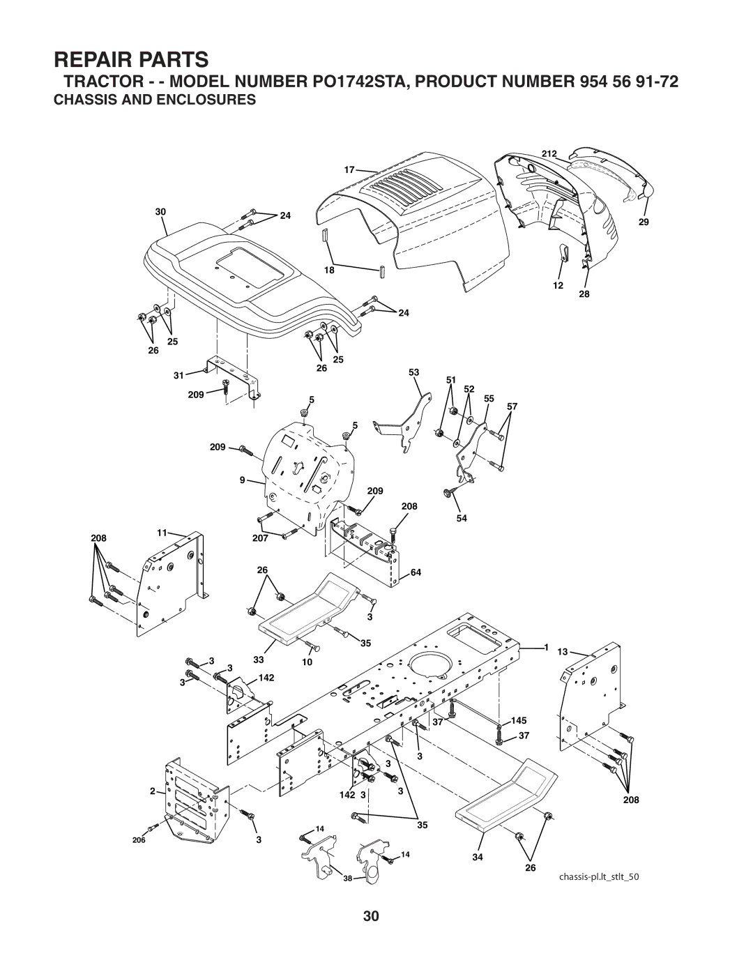 Poulan PO1742STA manual Chassis and Enclosures 