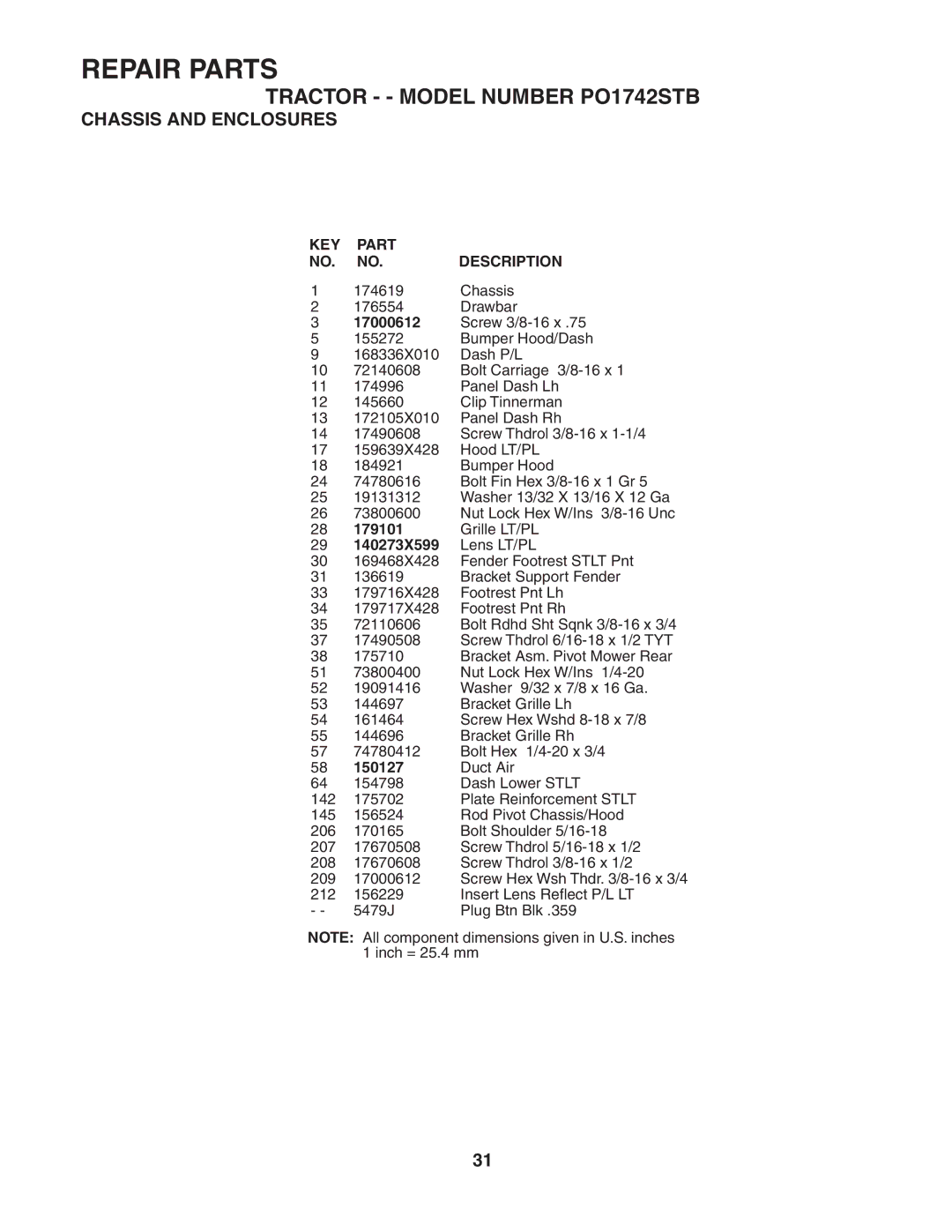 Poulan PO1742STB manual 179101 