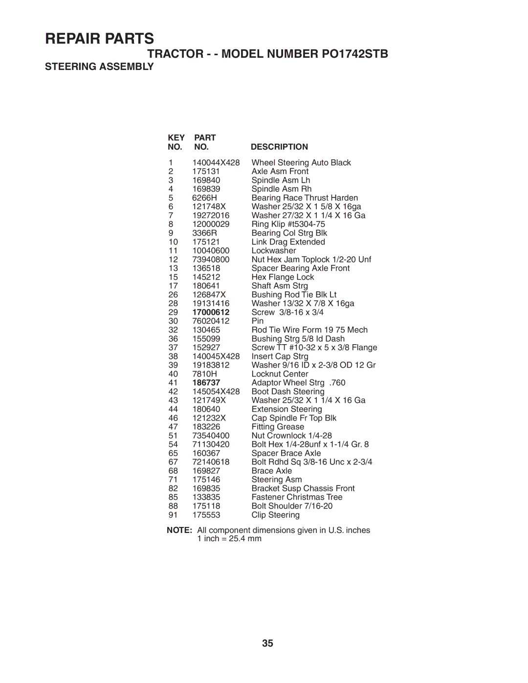 Poulan PO1742STB manual 186737 