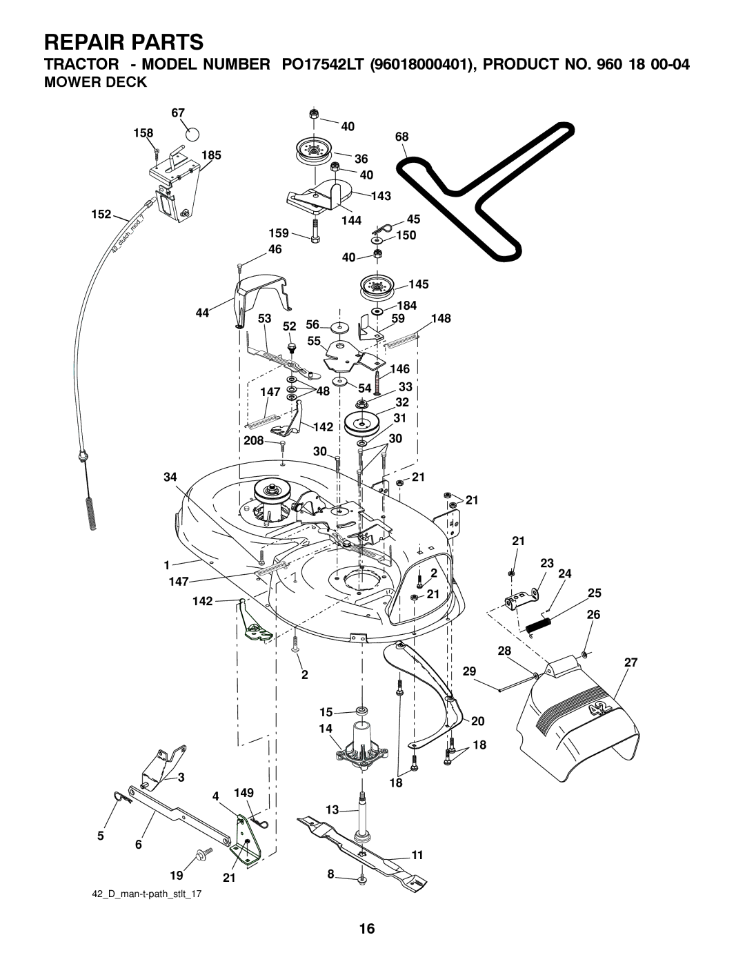 Poulan PO17542LT manual Mower Deck 