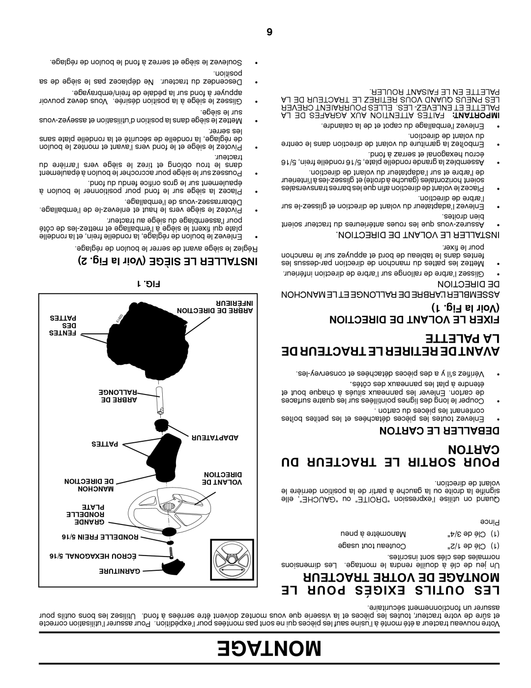 Poulan PO17542LT manual Palette LA DE Tracteur LE Retirer DE Avant, Toncar, Tracteur Votre DE Getamon 