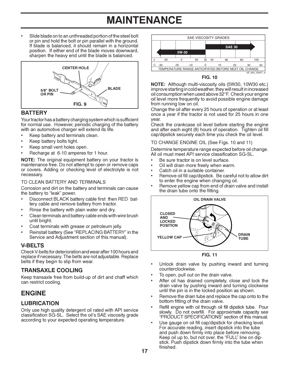 Poulan PO17542LTX manual Engine, Battery, Belts, Transaxle Cooling, Lubrication 