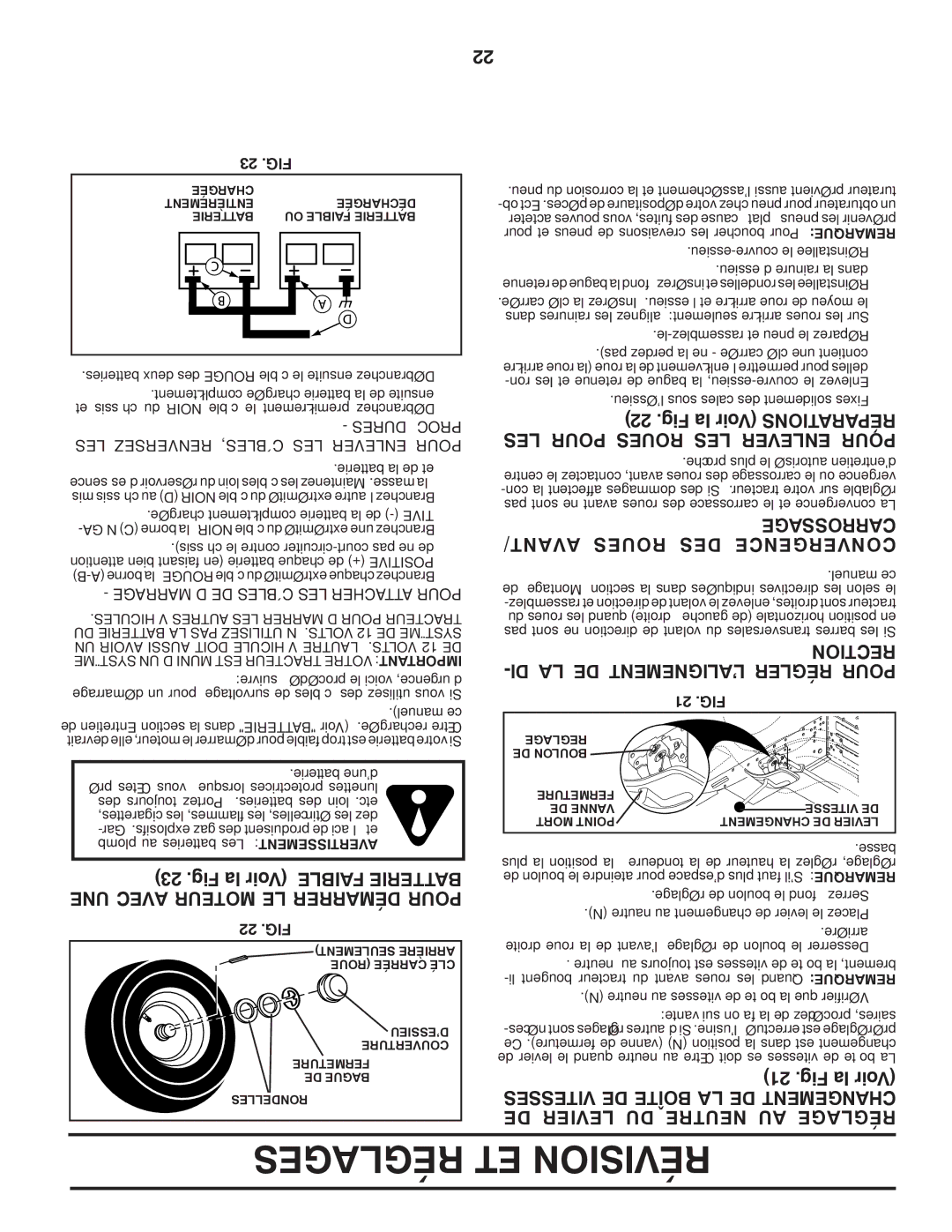 Poulan PO17542LTX manual Carrossage, AVANT/ Roues DES Convergence, DI LA DE L’ALIGNEMENT Régler Pour 