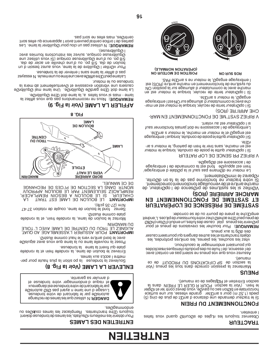 Poulan PO17542LTX manual Fig la Voir Lame LA Affiler, Fig la Voir Lame LA Enlever, EN Fonctionnement DE Système ET 