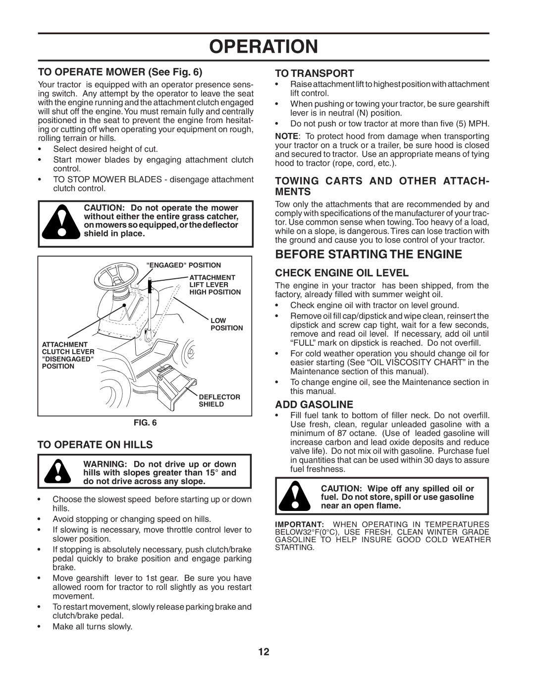 Poulan PO17542STA manual Before Starting the Engine 