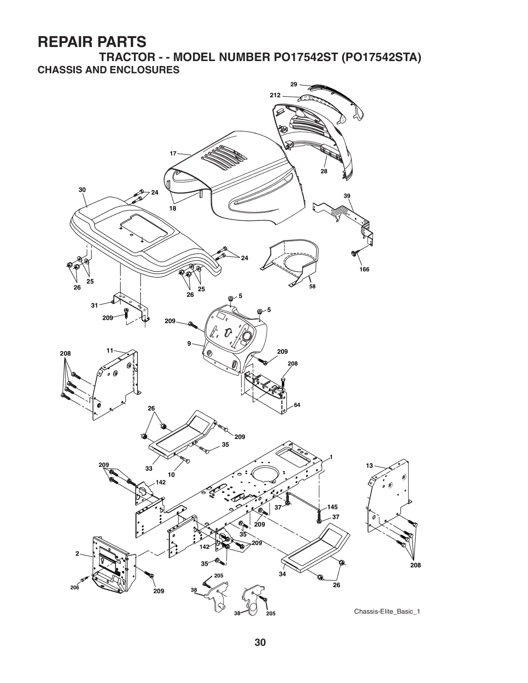 Poulan PO17542STA manual Chassis and Enclosures 