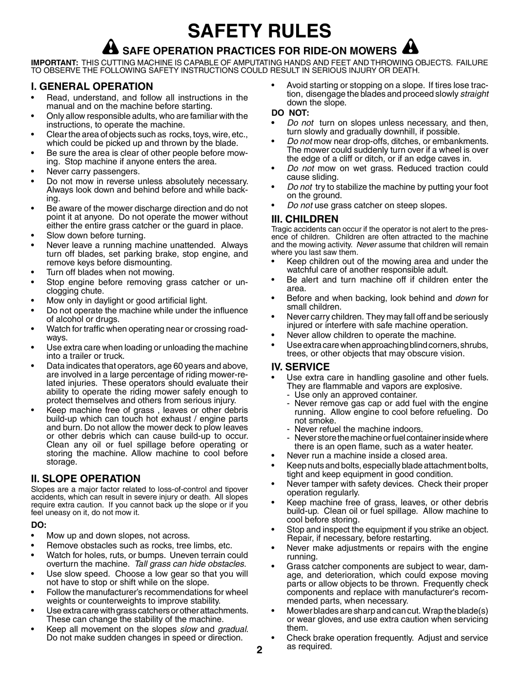 Poulan PO17542STB manual Safety Rules 