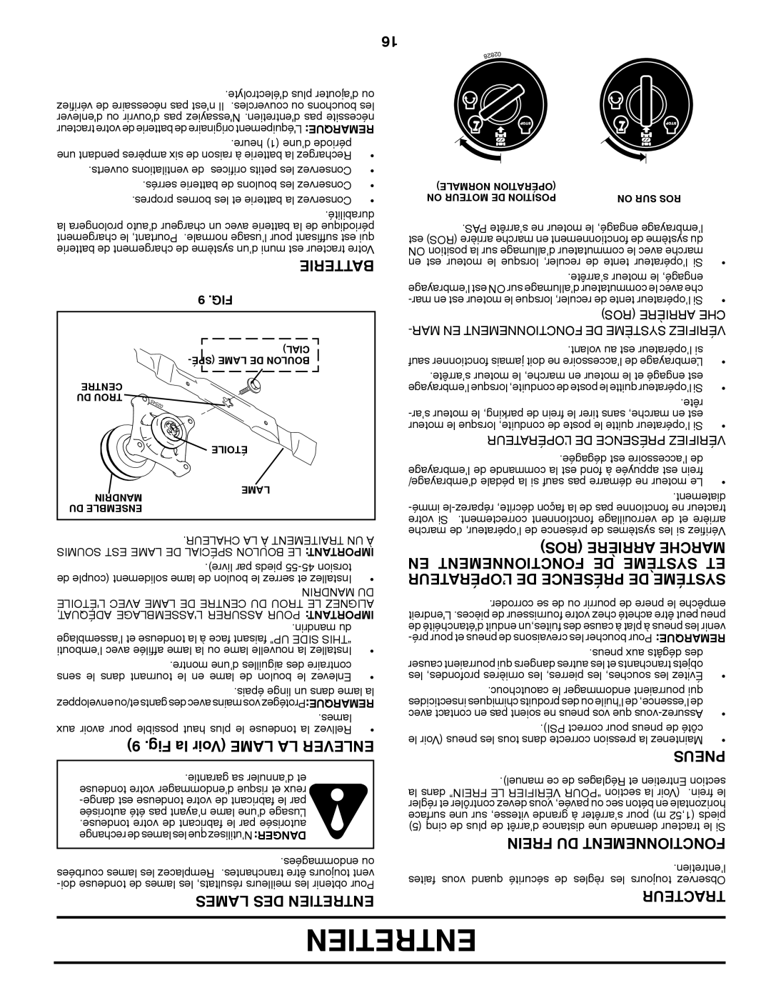 Poulan PO175H42LT manual Fig la Voir Lame LA Enlever, EN Fonctionnement DE Système ET 