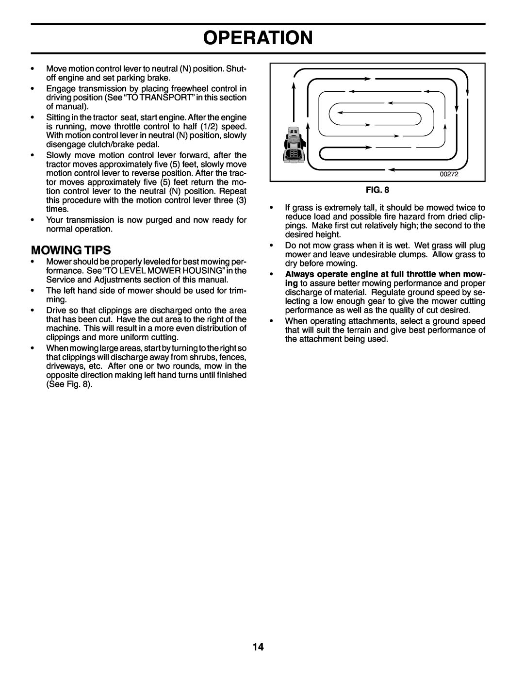 Poulan PO175H42STB manual Mowing Tips, Operation 
