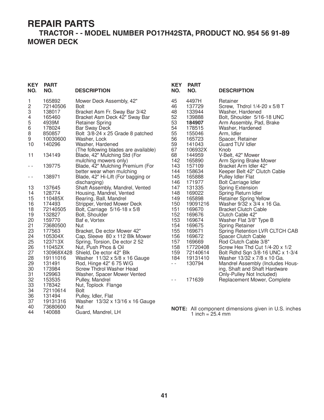 Poulan PO17H42STA manual 165892 