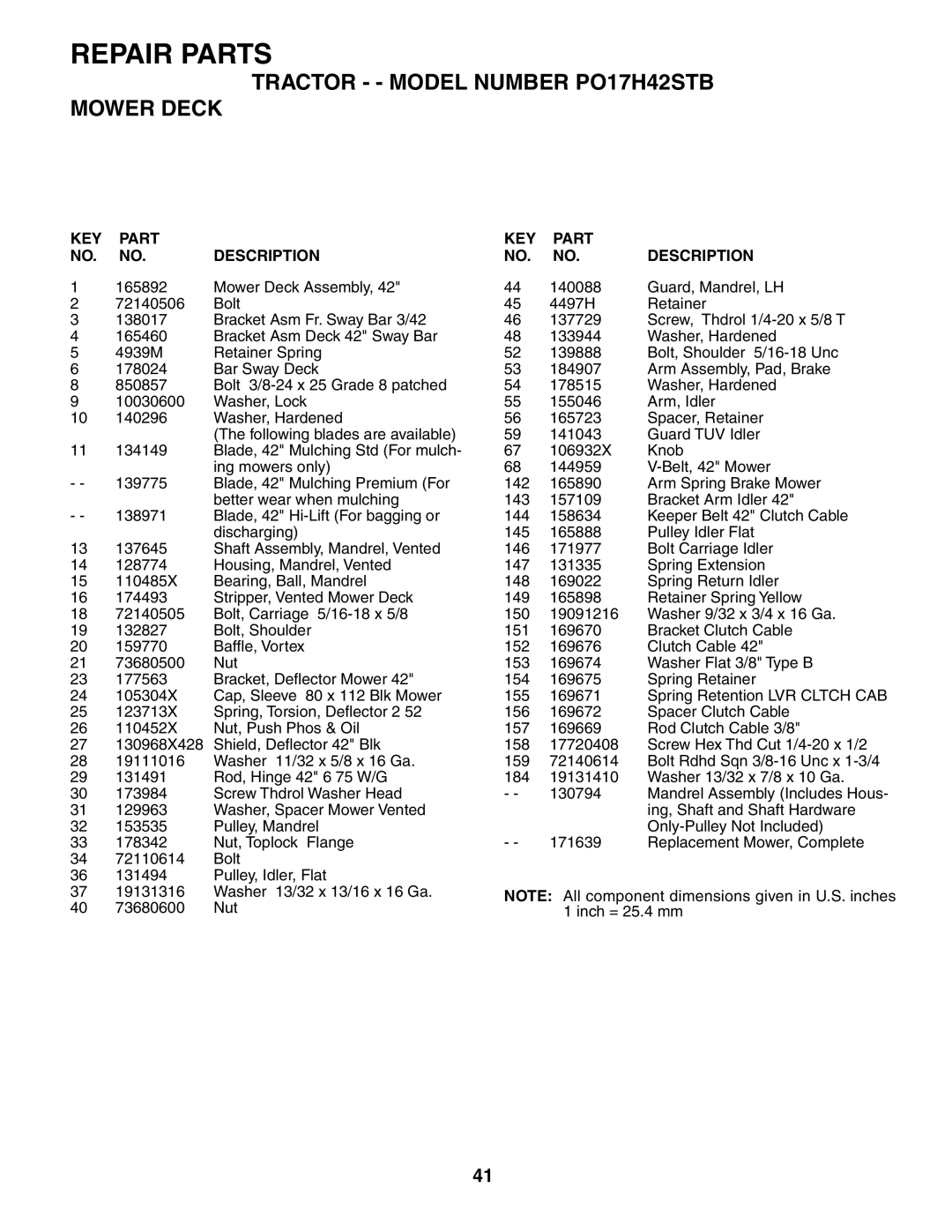 Poulan PO17H42STB manual 165892 