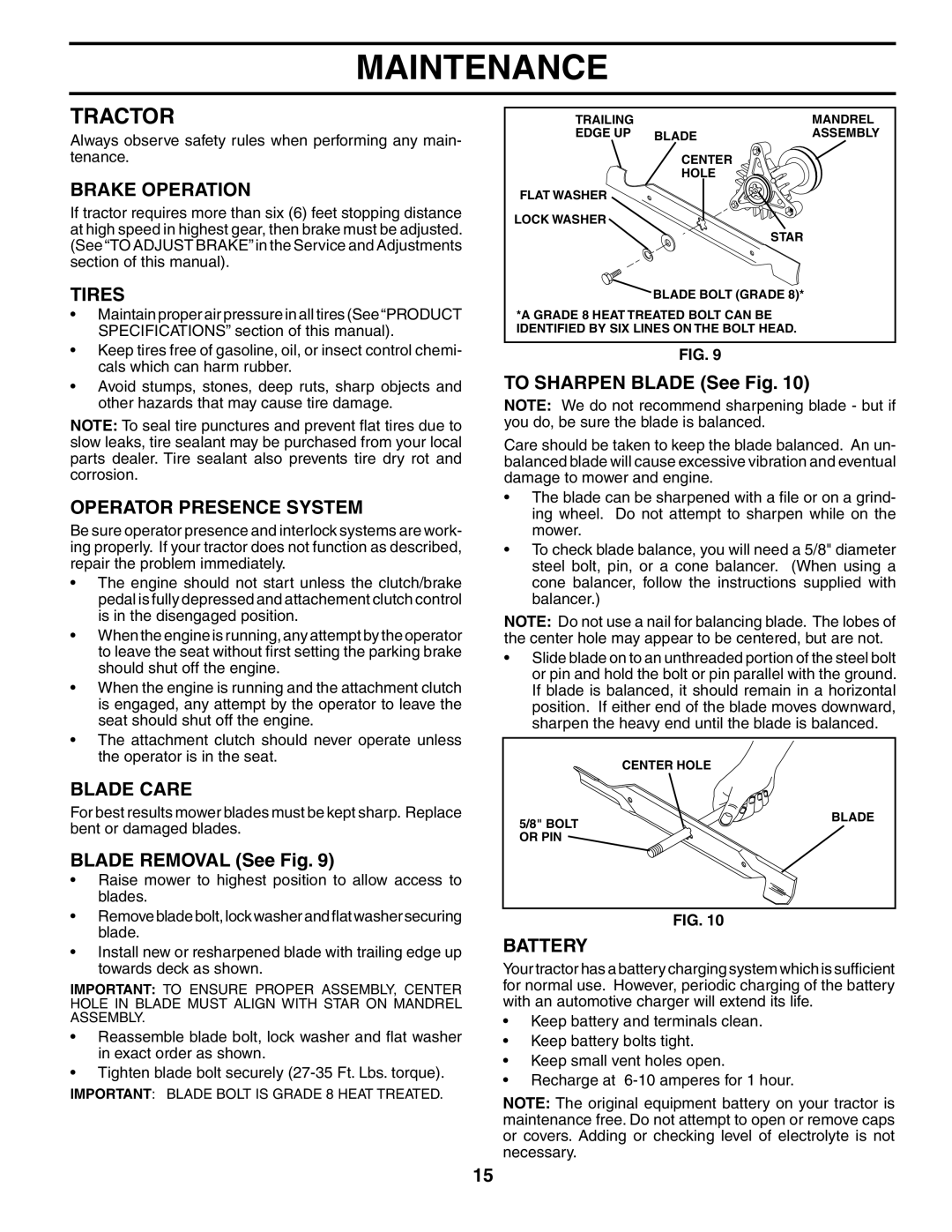 Poulan PO1842STA manual Tractor 