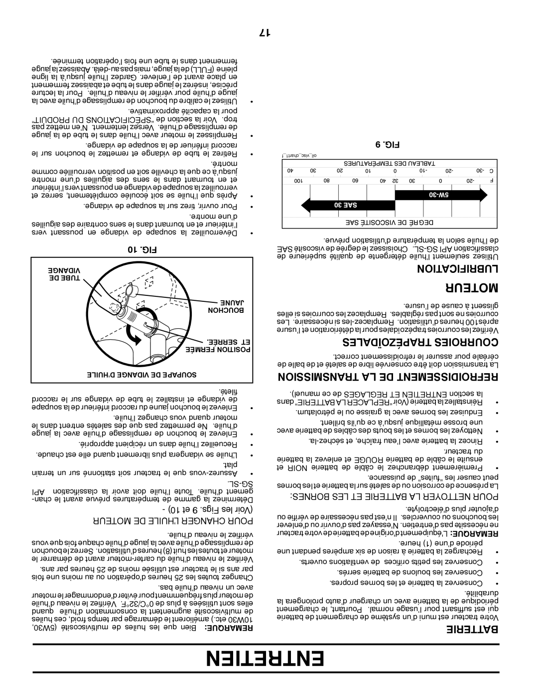 Poulan PO18542LT manual Transmission LA DE Refroidissement, Lubrification, Trapézoïdales Courroies, 10 .FIG 