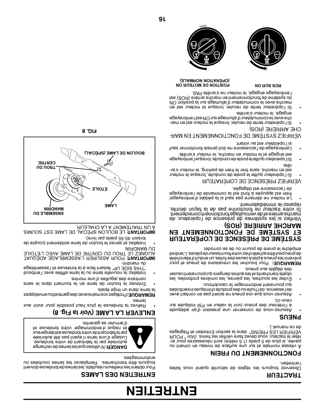 Poulan PO18542LT manual Fig la Voir Lame LA Enlever, EN Fonctionnement DE Système ET 