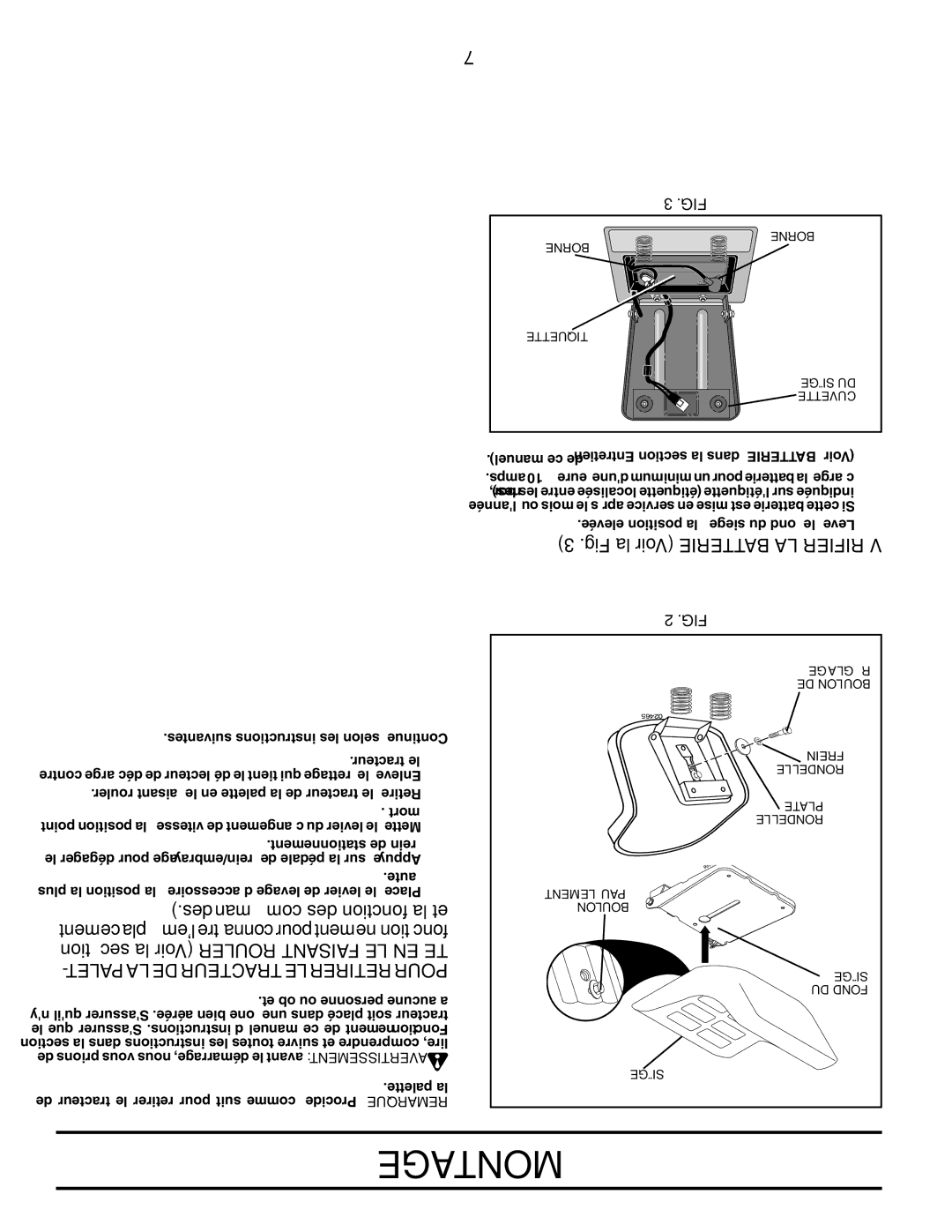 Poulan PO18542LT Fig la Voir Batterie LA Vérifier, Desmancom des fonction la et, Palet LA DE Tracteur LE Retirer Pour 