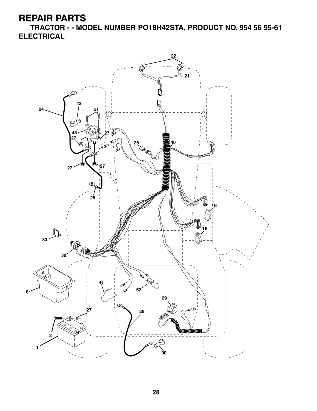 Poulan manual Tractor - Model Number PO18H42STA, Product no 56 Electrical 