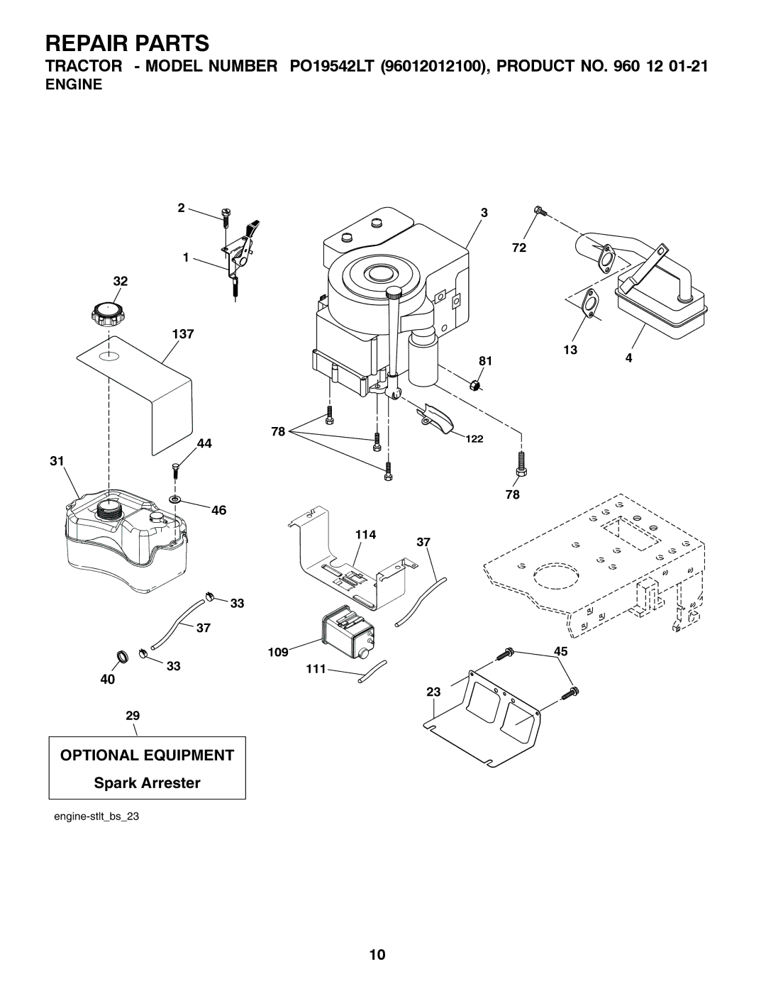 Poulan PO19542LT manual Optional Equipment 