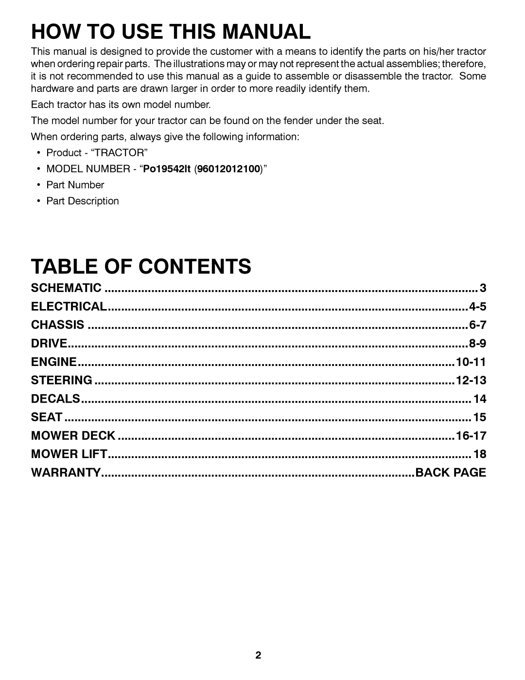 Poulan PO19542LT manual HOW to USE this Manual 