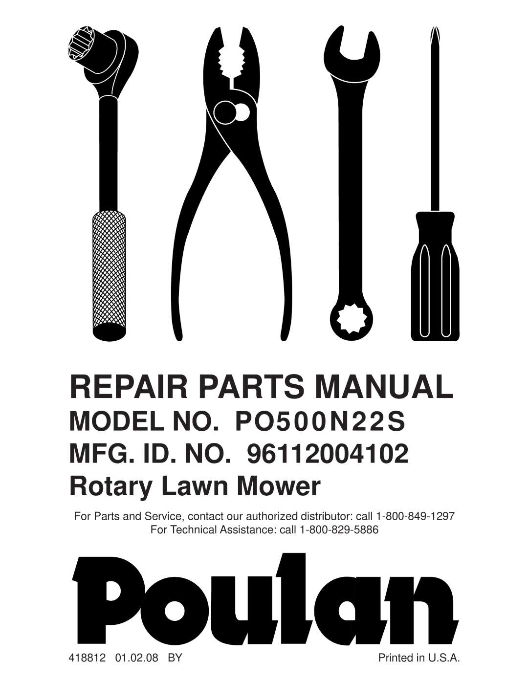 Poulan PO500N22S manual Repair Parts Manual 