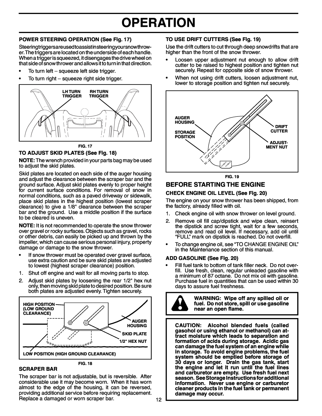 Poulan PO8527ESA owner manual Before Starting The Engine, Operation 