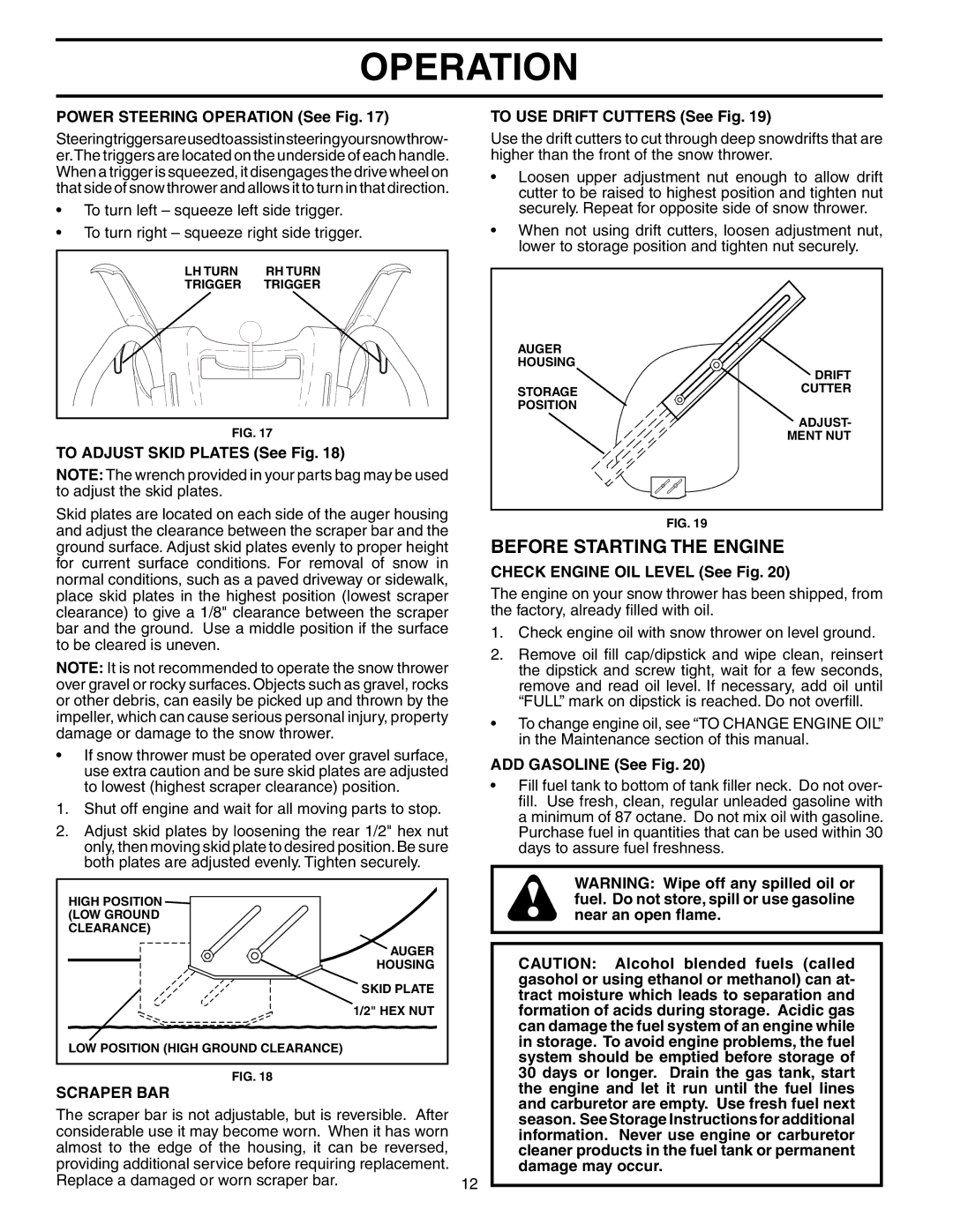 Poulan PO8527ESA owner manual Before Starting the Engine, Scraper BAR 