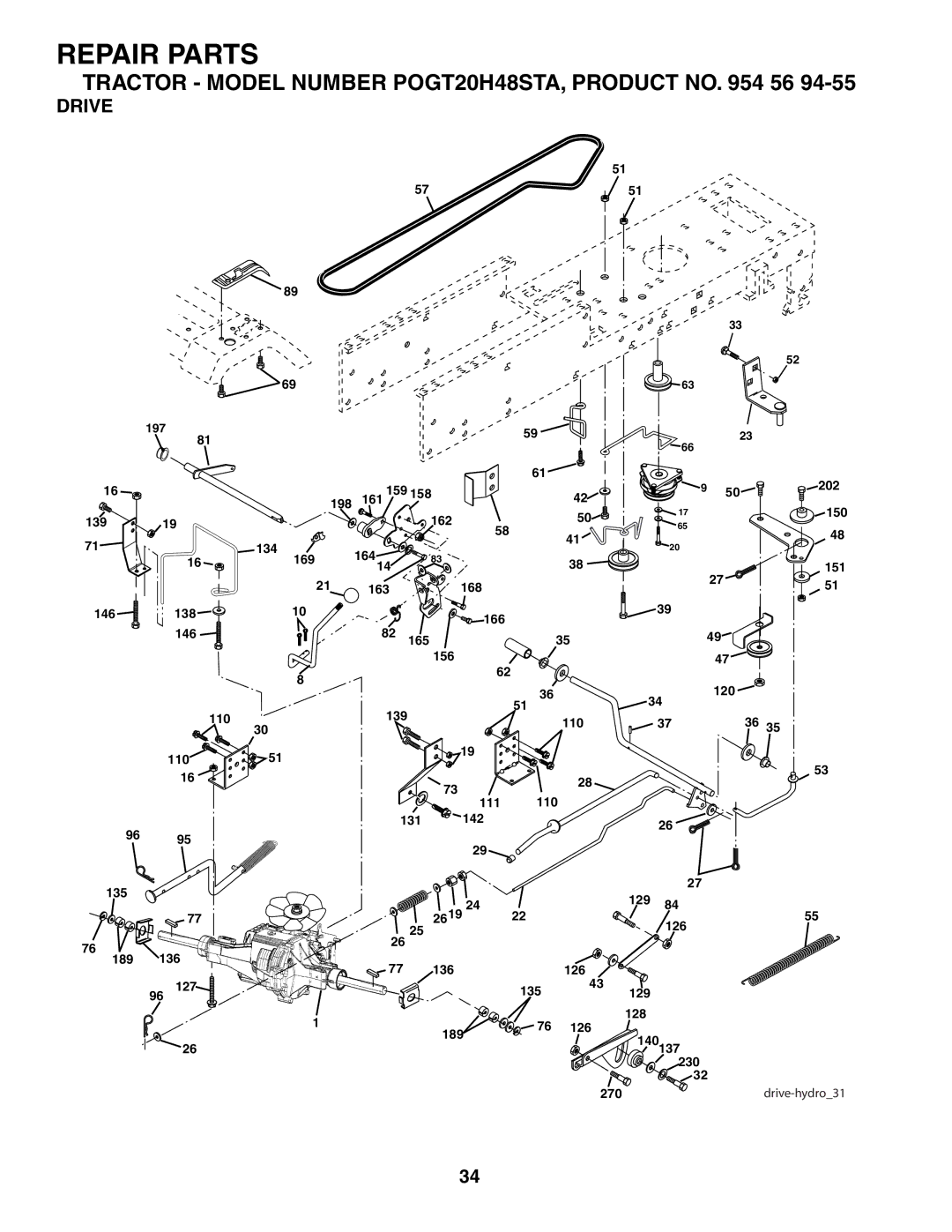 Poulan POGT20H48STA manual Drive 