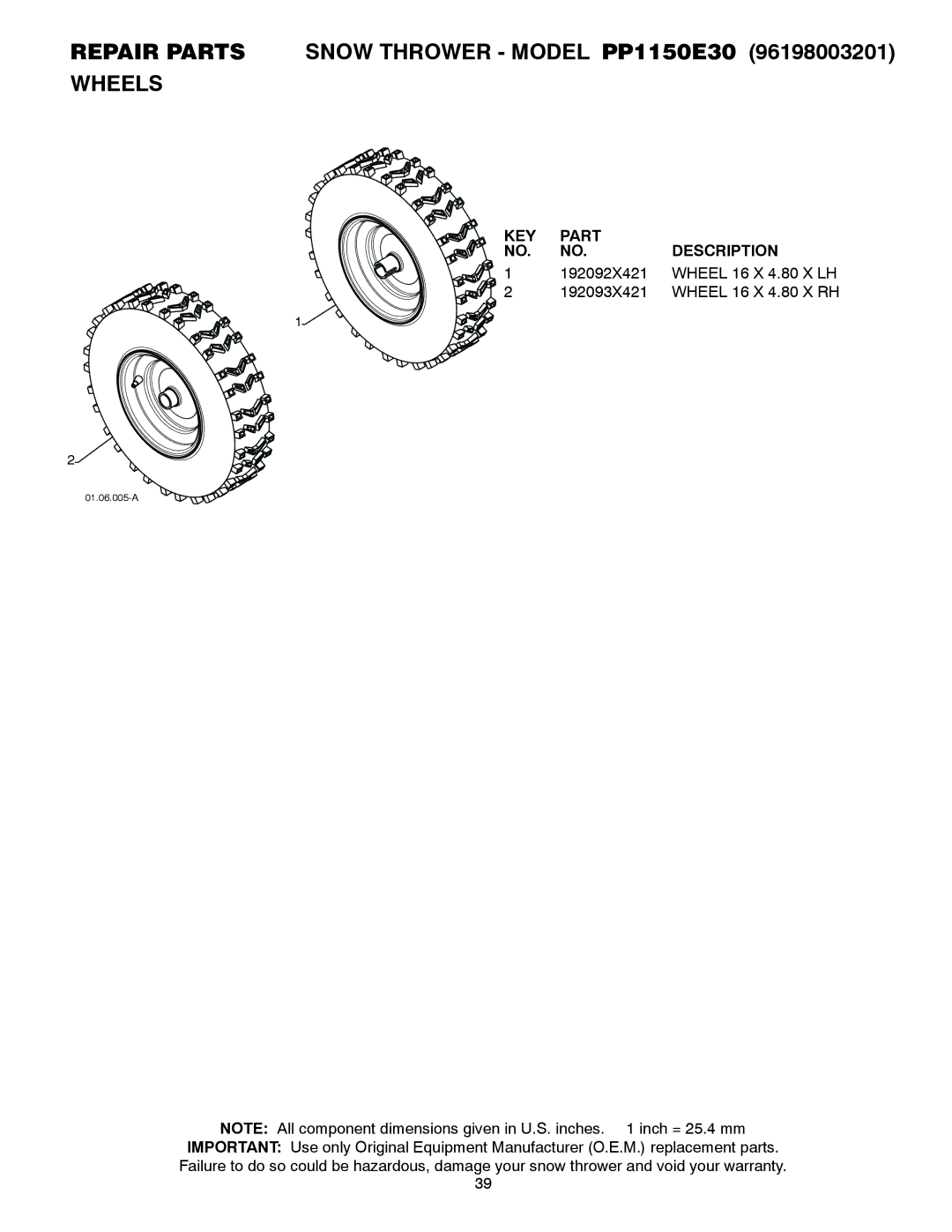 Poulan PP1150E30 owner manual 01.06.005-A 