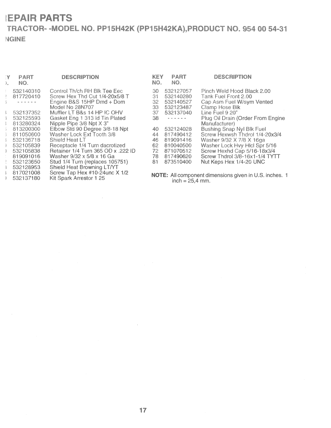 Poulan PP15H42KA manual 