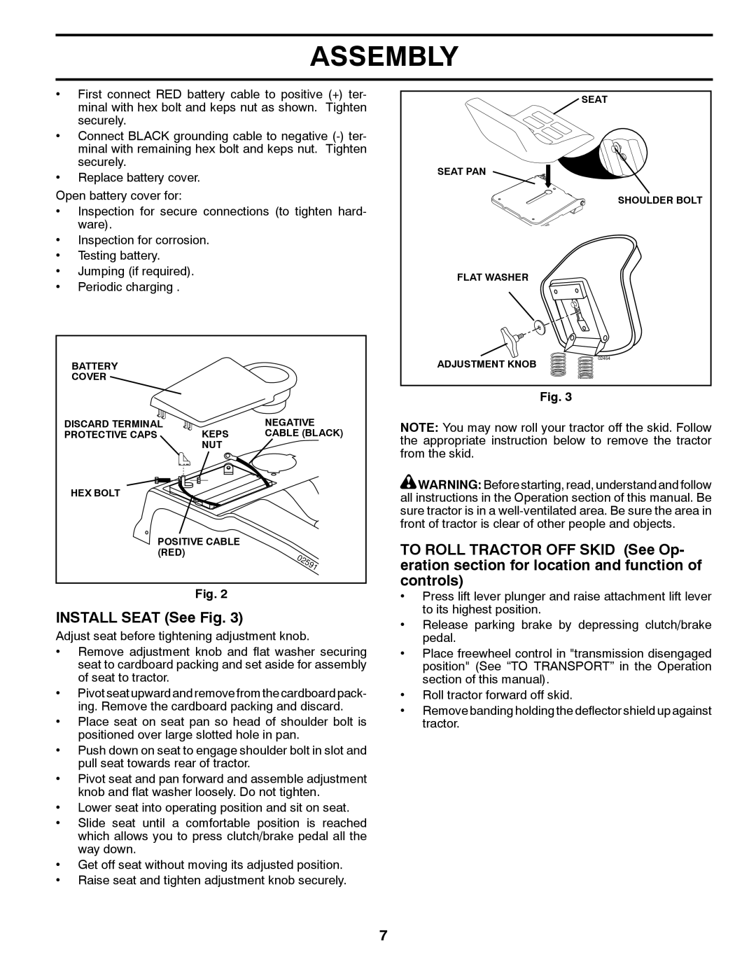 Poulan 96061015703, PP16H36RB, 960 61 01-57 owner manual Install Seat See Fig 