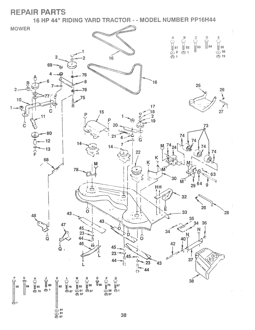 Poulan PP16H44A manual 