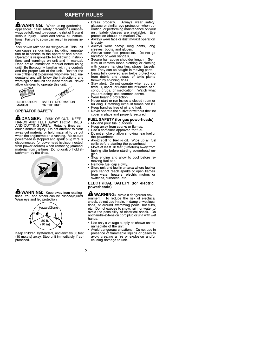 Poulan PP2000T, 530088051 instruction manual Operator Safety, Fuel Safety for gas powerheads 