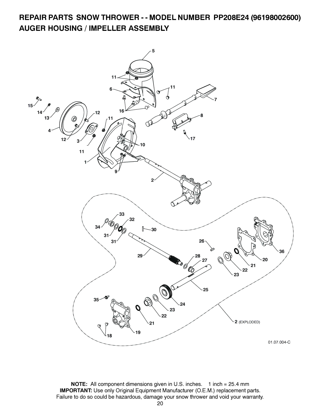 Poulan PP208E24 owner manual 01.07.004-C 