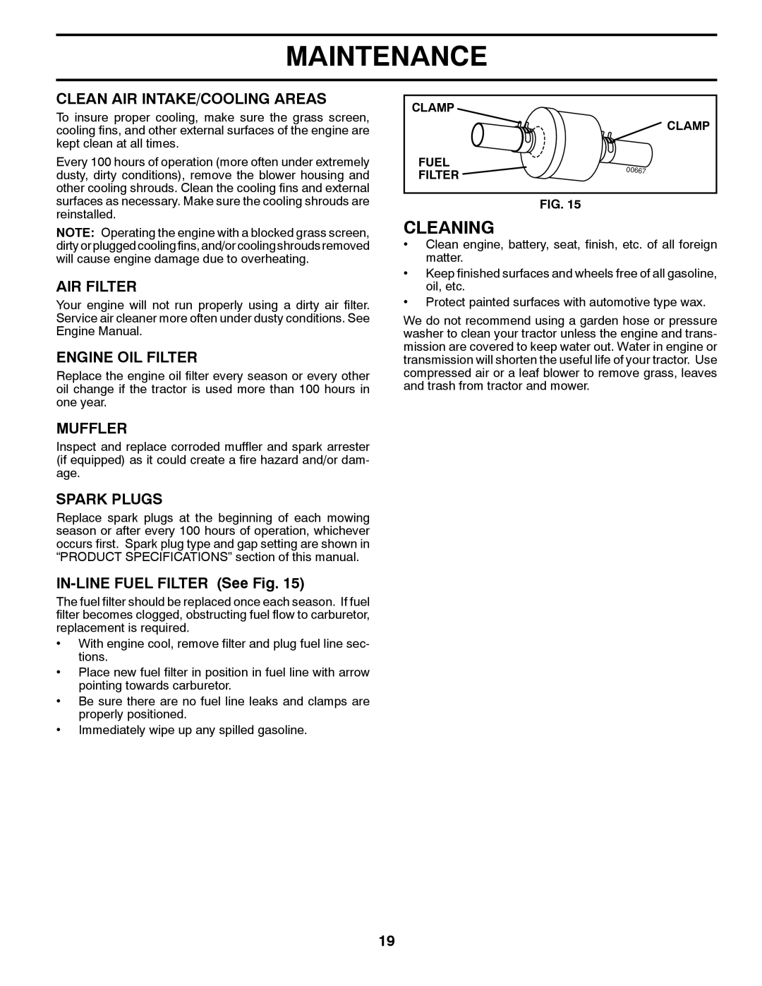 Poulan PP21H42 manual Cleaning 