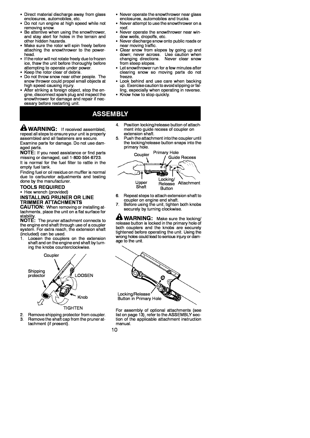 Poulan PP338PT, 115224926 instruction manual Assembly, Tools Required 