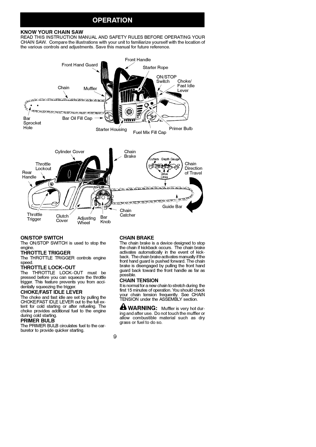 Poulan PP3516AVX, PP4218AVX instruction manual Operation 