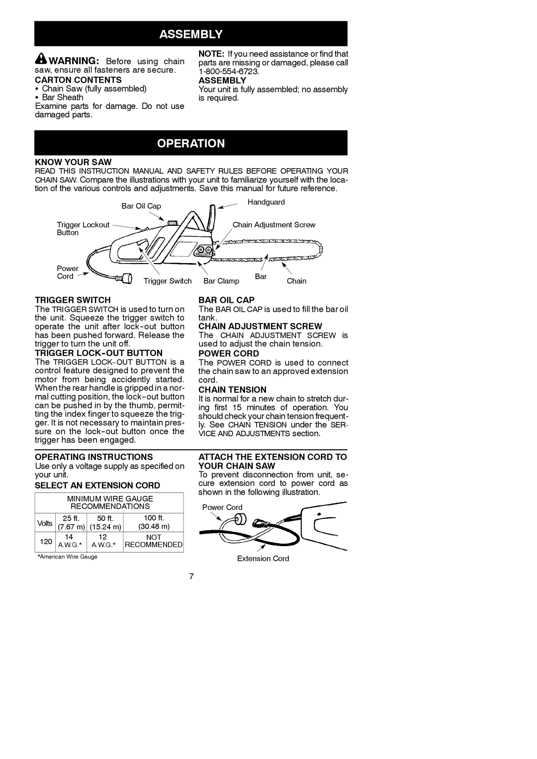 Poulan PP400E instruction manual Assembly, Operation 