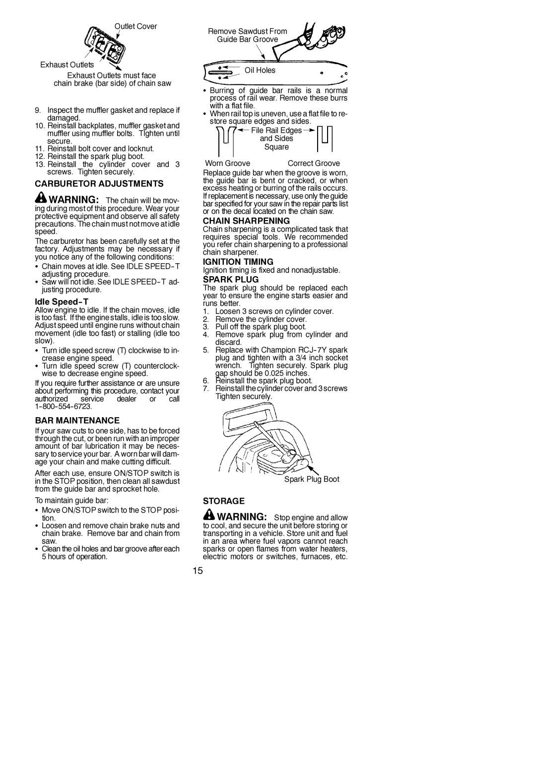 Poulan PP4620AVL instruction manual Storage 