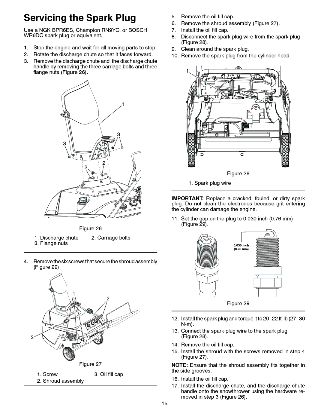 Poulan PP521ES owner manual Servicing the Spark Plug 