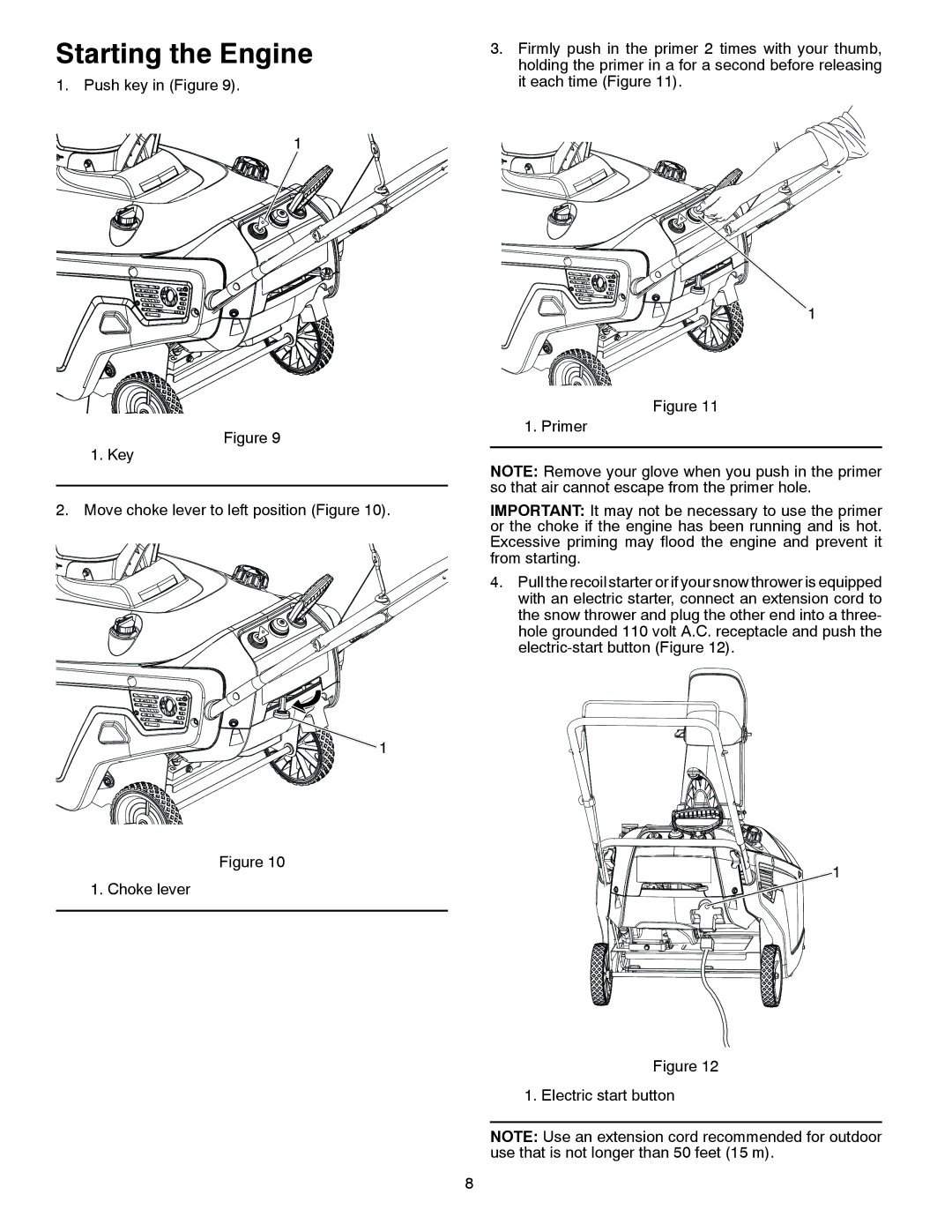 Poulan PP521ES owner manual Starting the Engine 