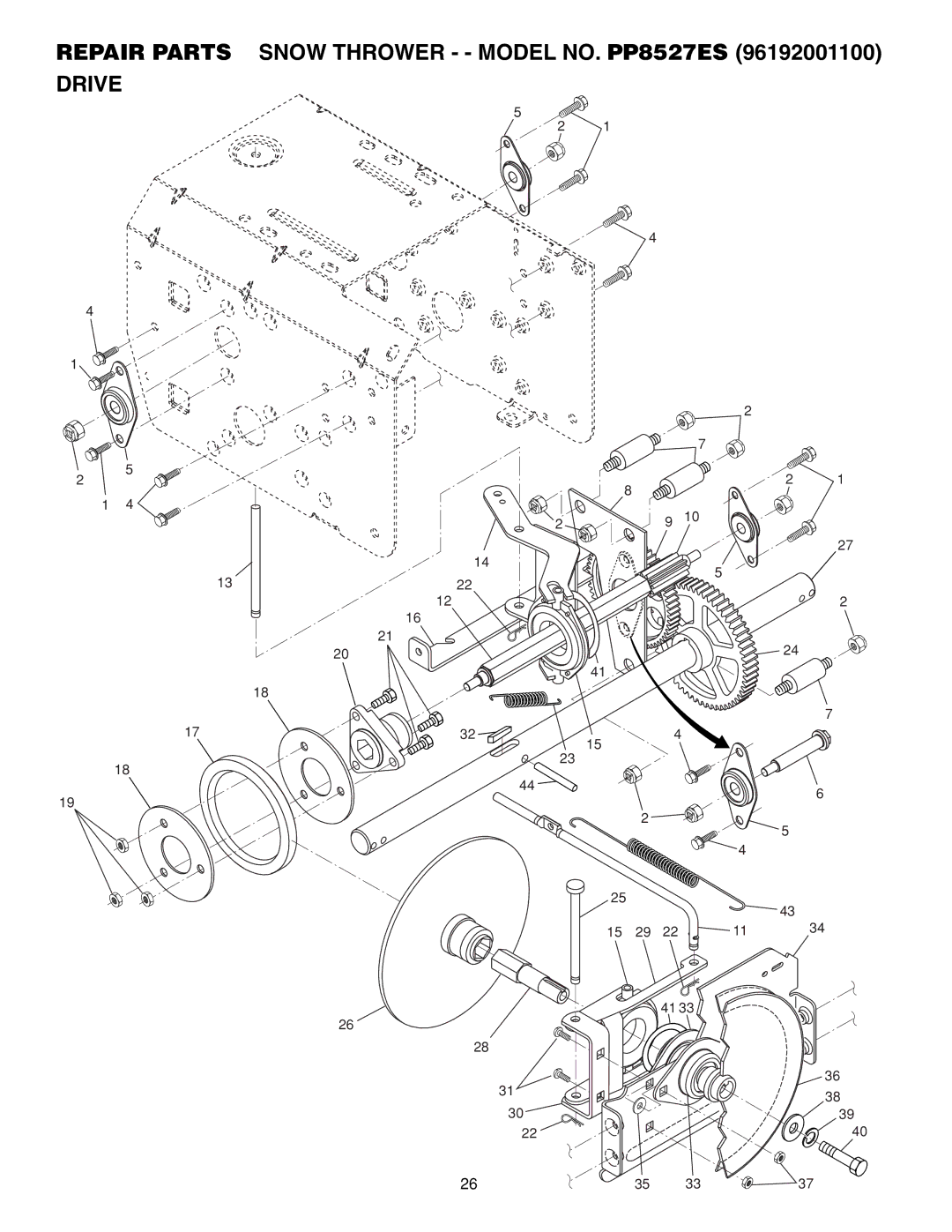 Poulan PP8527ES owner manual Repair Parts Drive 