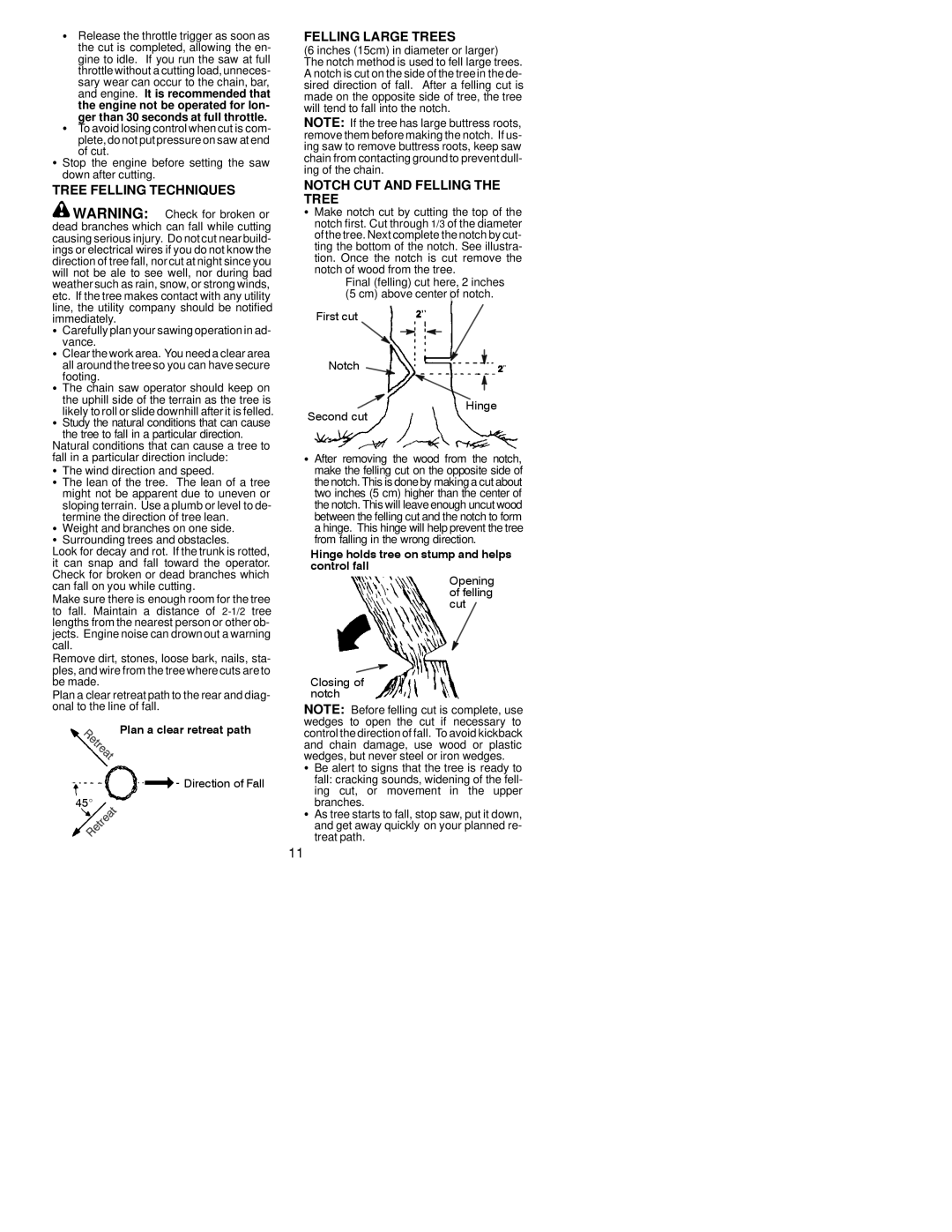 Poulan 530164284, PPB1838, PPB1634 Tree Felling Techniques Felling Large Trees, Notch CUT and Felling the Tree 