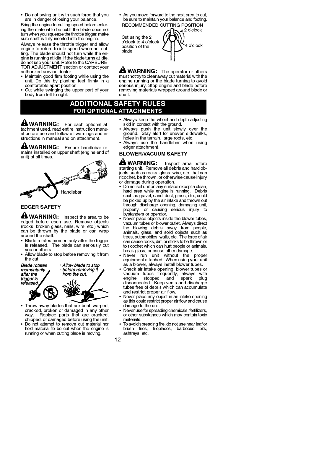 Poulan PPB300E instruction manual Additional Safety Rules, Edger Safety, BLOWER/VACUUM Safety 